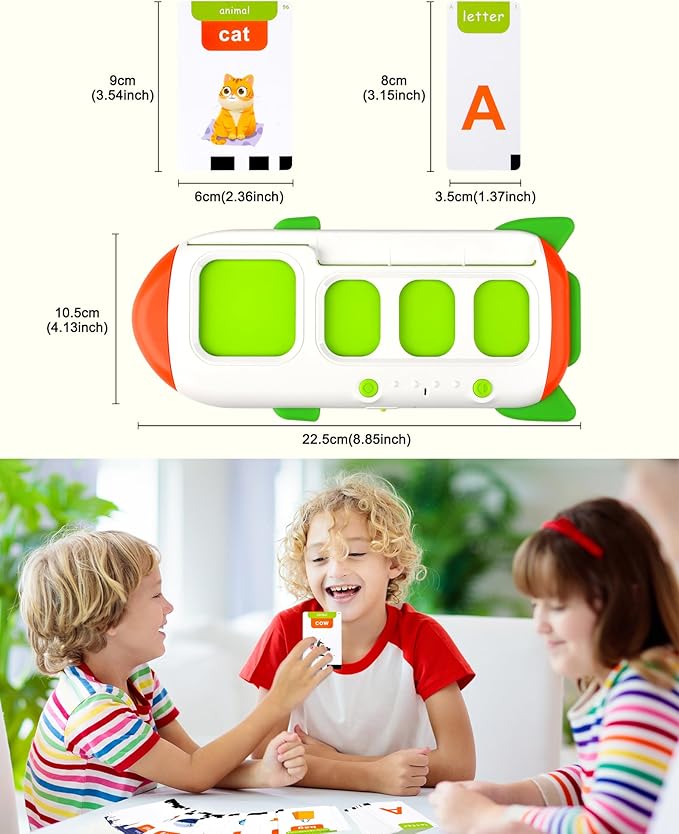 Talking Flash Cards for Toddlers Aged 3-8, Montessori Toys Autism Sensory Toys, Preschool Educational Learning Toys with Speak and Spell Games - 107 Words/6 Songs/26 Alphabets