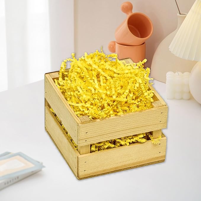 Tisspoms 1LB Lemon Yellow Crinkle Cut Paper Shred Filler, Paper Shreds for Basket Fillers, Birthday, Gift Wrapping, Anniversary, Wedding, Halloween, Thanksgiving, Christmas Gift Decor Party Filler