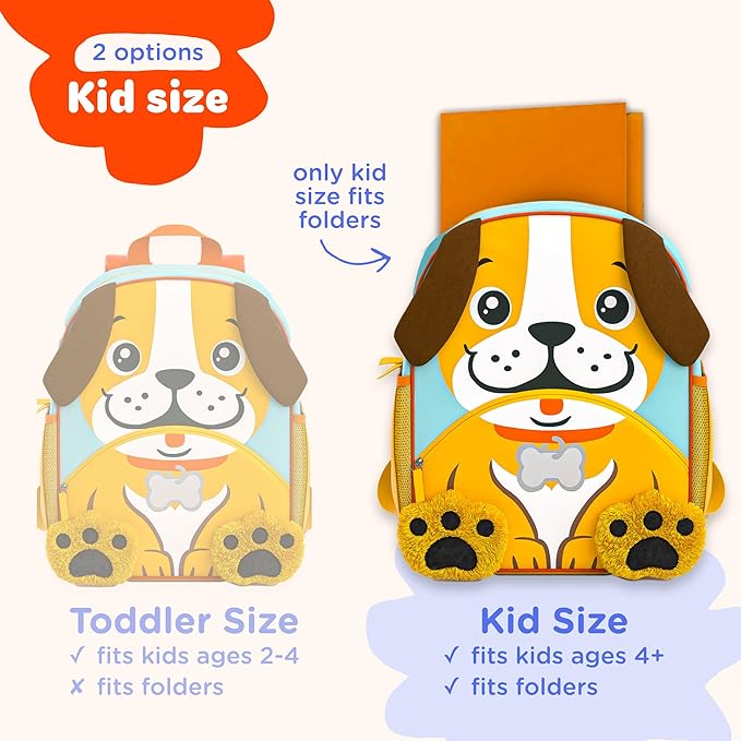 Move2Play, Puppy Kids Backpack | Kid Size | Back to School | Elementary, Kindergarten Book Bag | Designed for Boys & Girls Ages 4+ Year Olds | Travel Ready