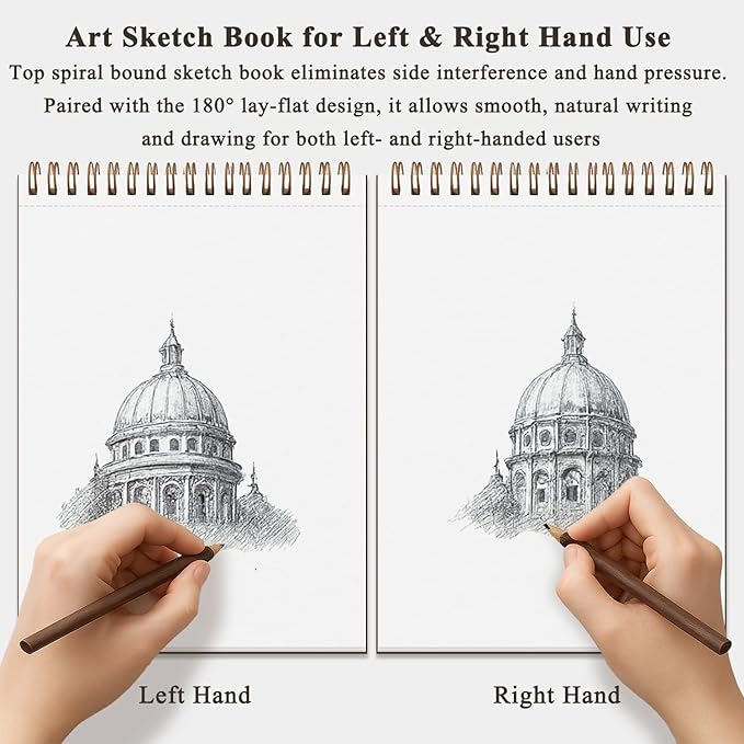 9" x 12" Sketch Book, Top Spiral Bound Sketch Pad, 2 Packs 100 Sheets Each (68lb/100gsm), Acid Free Art Sketchbook Artistic Drawing Painting Writing Paper for Kids Adults Beginners Artists