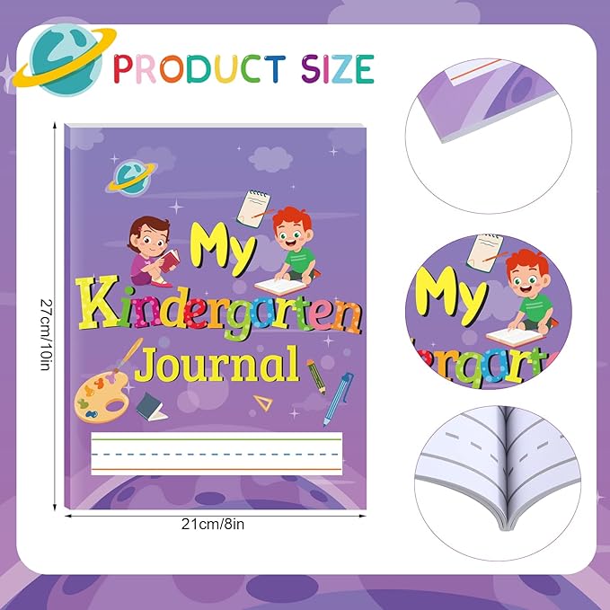 Teling 48 Pcs Kids Primary Journal Kindergarten Primary Composition Notebook Writing Notebook for Kids Paper Notebooks for Grades K-2, 10 x 8 Inch, 64 Pages for Each Piece