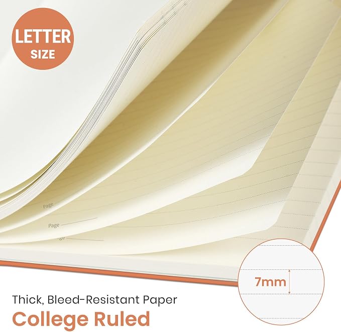 Taja Large Spiral Lined Notebook for Work, Journal for Women & Men