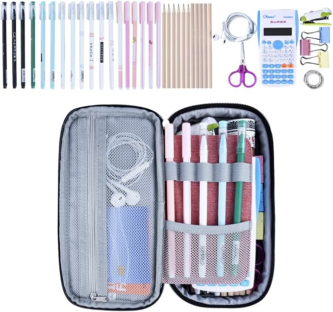 Chelory Big Capacity Pencil Case Large Pencil Bag Pouch Pen Case Pencil Marker Holder Stationery Storage Makeup Bag for Office Supplies Adults