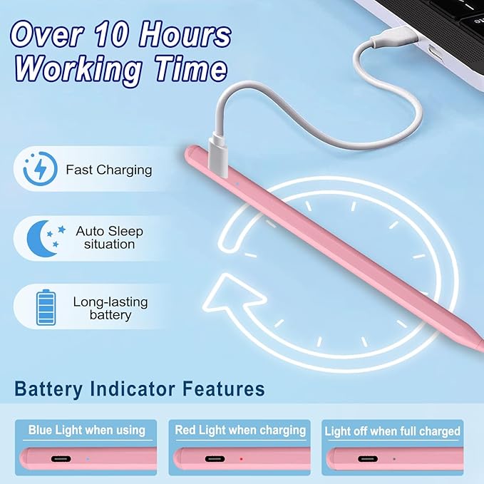 BLEBLE Stylus Pen for iPad Apple: Fast Charge for iPad Pencil Apple Pen with Palm Rejection Tilt Sensitivity