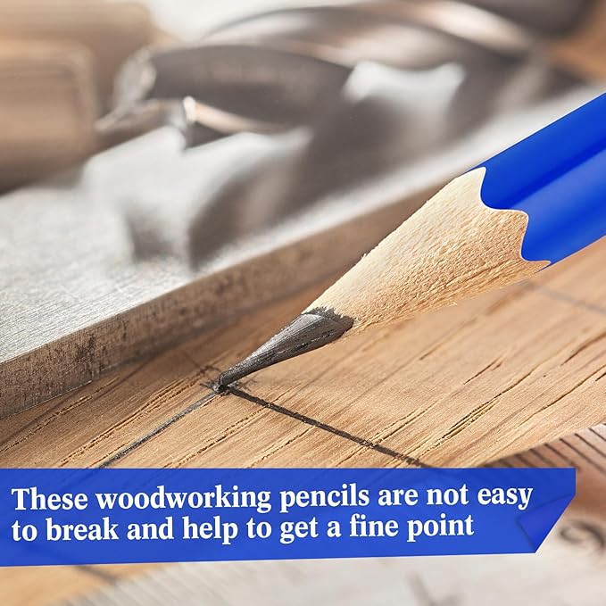Fainne 48 Pack Jumbo Round Pencils, Wooden Fat Pencil with Black Core Bulk for Carpenters Workers Woodworkers Framers Beginners Students Teachers DIY Project(Blue)