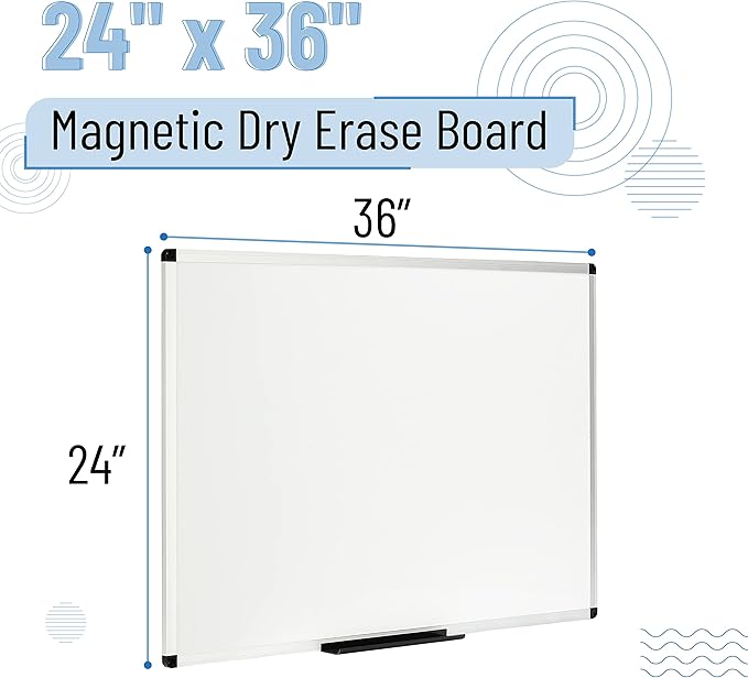 Mr. Pen- Magnetic Dry Erase Board, 24x36 Inches, White Board Dry Erase, Large White Board, Big White Board, Large Whiteboard for Wall
