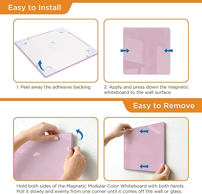 Comix Magnetic Board, 12 Pack Magnetic Whiteboard for wall, 11.8 x 11.8 Inches Dry Erase Board for Kids, Students, White Board Dry Erase Set for Fridge, Office and Home, Pink