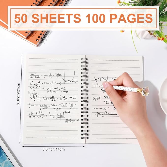 Yahenda 6 Pcs Spiral Notebooks, 1 Subject, Wide Ruled, Orange