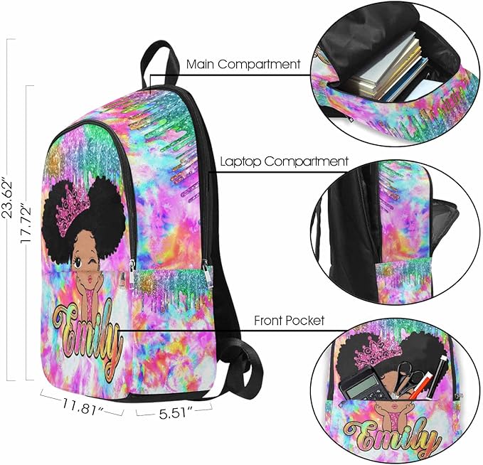 M YESCUSTOM Custom School Backpack for Girls Kids Personalized Backpack with Lunch Box Lightweight Preschool Elementary Girls BookBags Set, Casual Travel Daypack Shoulder Bag for Teenager