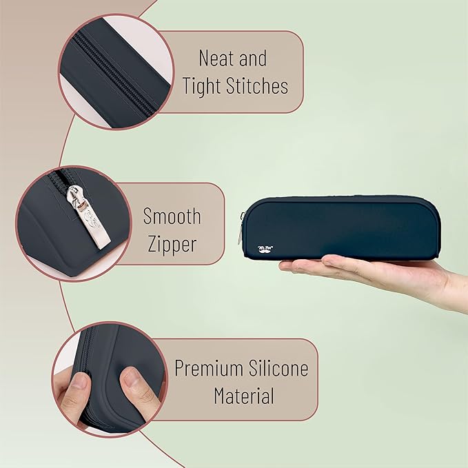 Mr. Pen- Silicone Pencil Case, Aesthetic Pencil Bag for Women, Makeup Pouch, Multifunctional Pouch for Stationery, Cosmetics and Electrical Goods Storage