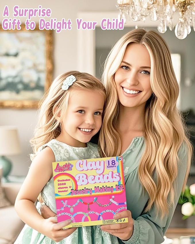 LovelyMoon Clay Beads Bracelet Making Kit 18 Colors 5000pcs Friendship Jewelry for DIY Crafts Gifts Toys for Kids