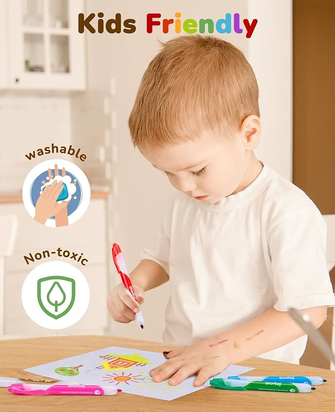 JoyCat Click & Draw Washable Markers for kids with Retractable Tips,10 Colors Markers Set,retractable marker for Toddlers Kids, Ideal arts & crafts supplies,coloring markers,Holiday Gifts for Kid.