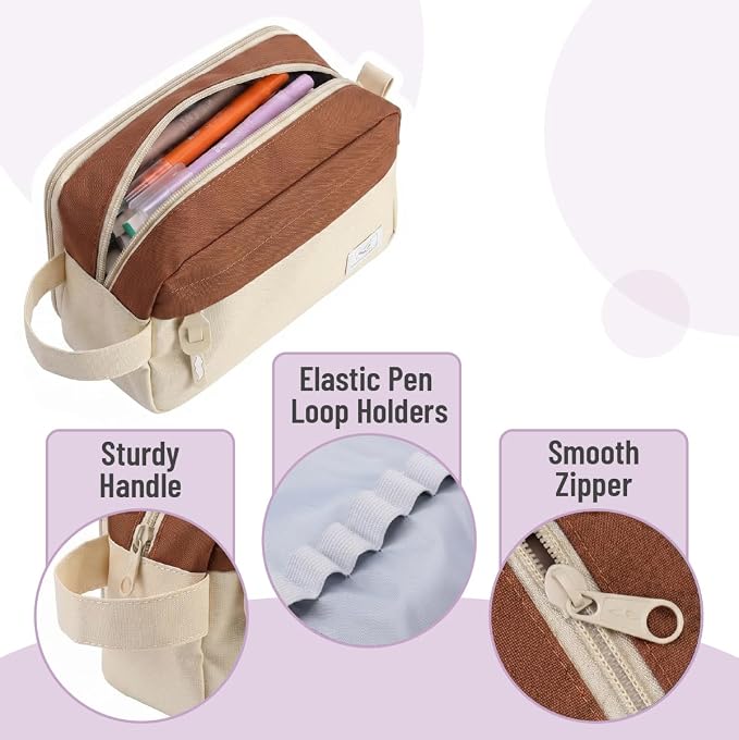 Mr. Pen- High Capacity Pencil Case, Large Pencil Pouch with 3 Compartments and 2 Pockets, Large Pencil Bag with Smooth Zipper, Cute Pencil Case Pouch Organizer, School Supplies for Teens
