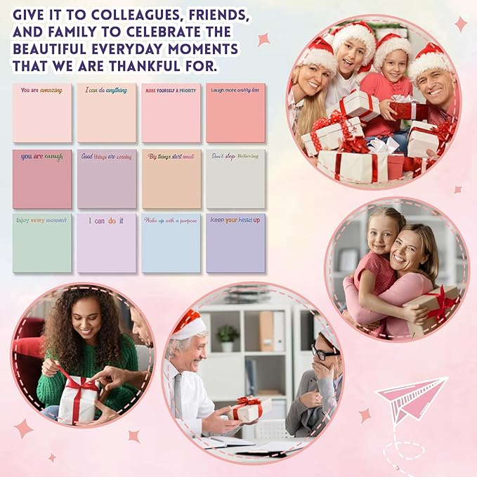 Yinder 24 Pcs Inspirational Sticky Notes Cute Motivational Sticky Notes Pad End of Year Employee Appreciation Gifts Bulk for Teacher Nurse Coworkers Office Supplies 3 x 3'' (Inspire,Aesthetics)