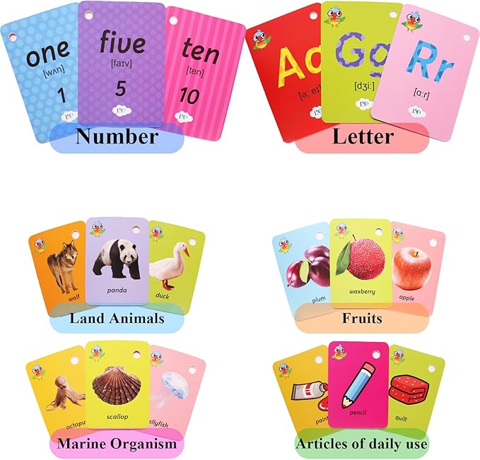 Preschool Toddler Flash Cards Sight Words with Pictures Learning Flash Cards for Kids Kindergarten 52 Pcs Articles of Daily Use with Ring(Articles of Daily Use)