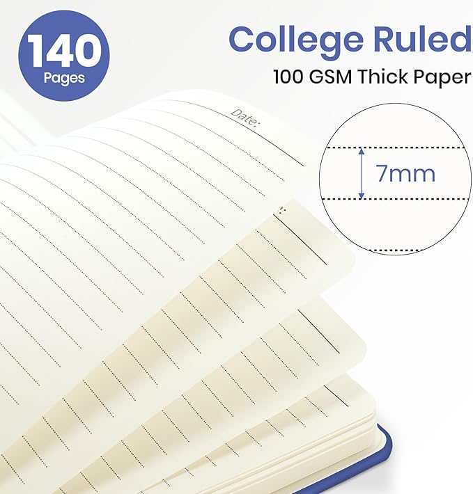 ZOTIA Lined Spiral Journal Notebook for Women, A5 College Ruled Journals for Writing, Hardcover Notebooks for Work, Note taking and Office School Supplies,140 Pages - Royal Blue