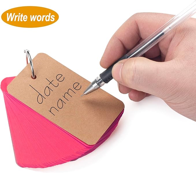 400 Pieces Blank Flash Card 2.2x3.5 Inch Note Cards Study Card for School Learning, Blank Index Cards Ring Flashcards Colored Cardstock, Recipe Cards, Game Card, Studying, Office Supplies