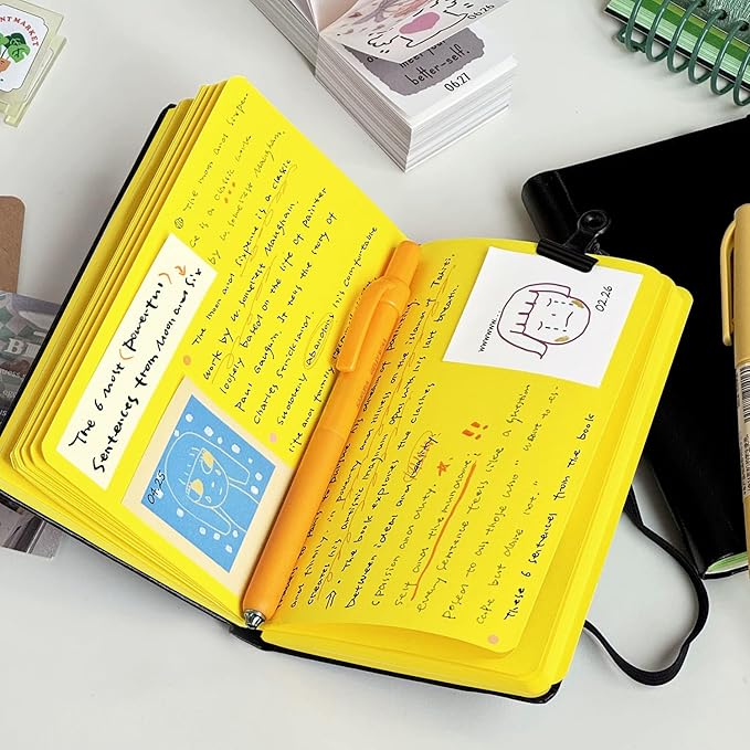 3.5x5.7inches Mixed Media Sketch Pad, 120GSM 32Sheets Folded Colored Paper Sketchbook for Drawing, Protable Hardcover Art Sketchbook for Painting, Writing, Journal.Yellow