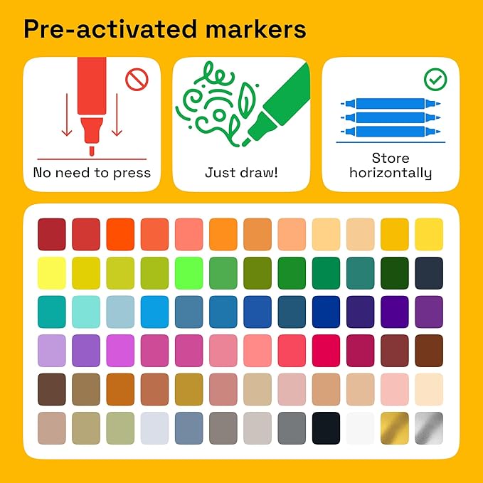ARTISTRO 72 Dual-Tip Fabric Markers - Fabric Decorating Kit - Permanent for Clothes - Acrylic Paint Pens for Sneakers, Bags, Shoes, Textile, Canvas, Sewing, Craft, DIY - Brush and Fine Tip