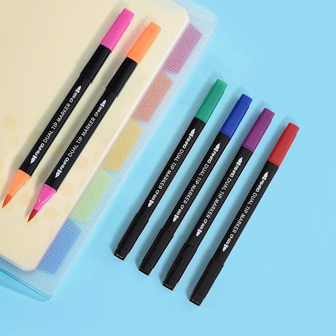 Markers for Kids,Dual Tip Markers Set, Brush & Fine Tips, 36 Pack, Super Washable Marker With Stand Portable Box, Coloring, Doodling, Sketching, Art Supplies for Drawing, Journaling