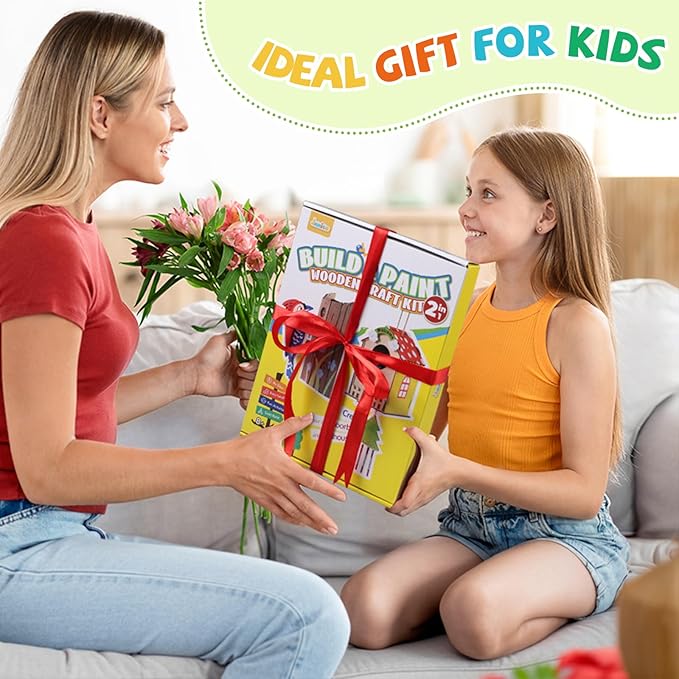 JMMICO Paint Your Own BirdHouses, Wooden Painting Crafts Kits for Kids, Wooden Woodpecker Doorbell & DIY Bird House for Outside, Arts and Crafts for Kids, Easter Gifts for 8-12 Year Old Girls Boys
