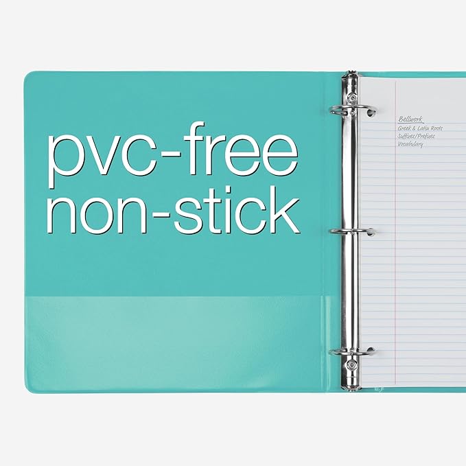 Cardinal 3 Ring Binders, Binders for School and Office, Durable 1.5 Inch, Round Rings, Holds 350 Sheets, ClearVue Presentation View, Non-Stick, Assorted Tropical Colors, 4 Pack (79558)