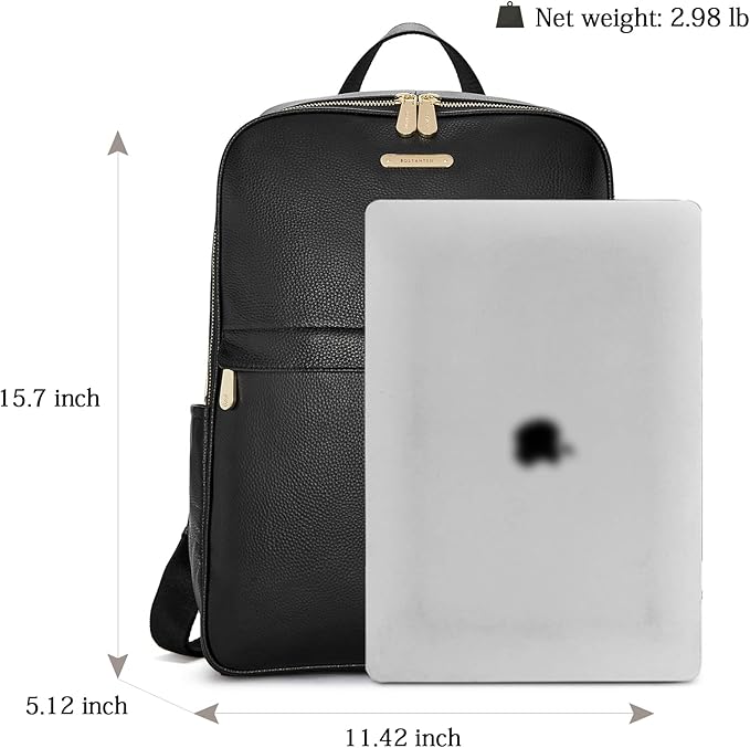 BOSTANTEN Genuine Leather 15.6 inch Laptop Backpack Purse for Women College Casual Backpack Travel Bag