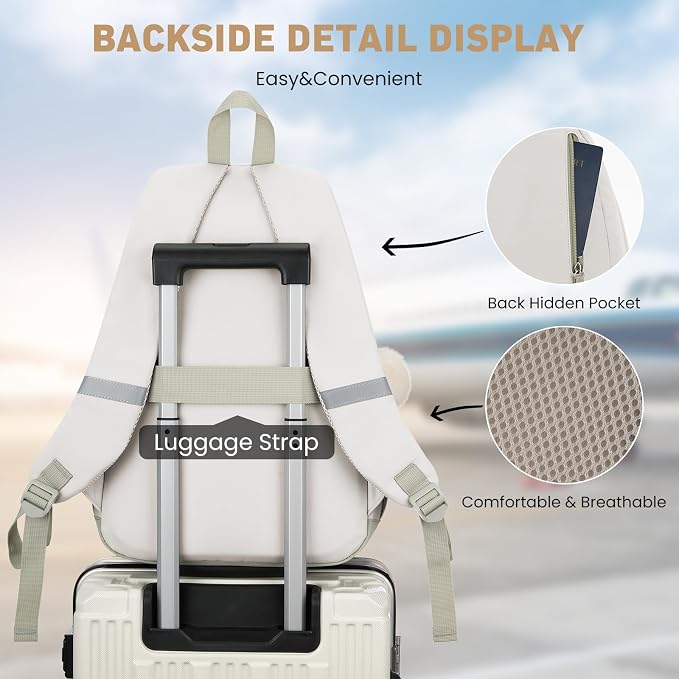 WINDARS School Backpack for Teen Girls, Cute College Backpacks for Women Students Aesthetic Bookbag Large 15.6 Inch Laptop Bag Middle School Travel Back Pack (Green Beige)