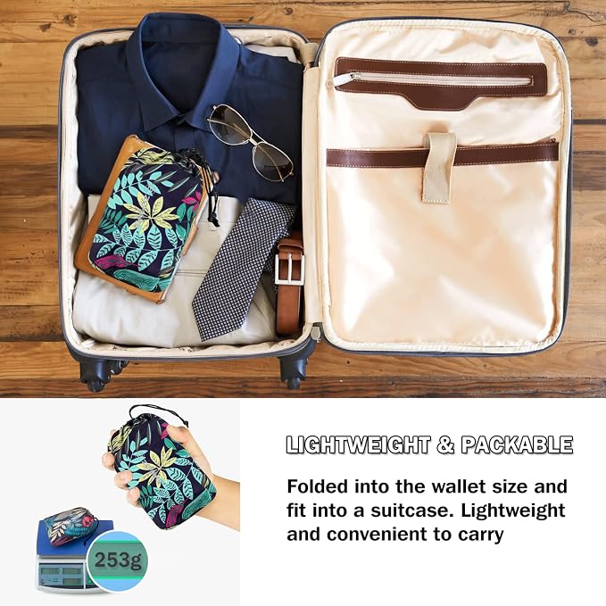ZOMAKE Lightweight Packable Backpack, 18L Small Foldable Daypack for Hiking | Water Resistant Collapsible Backpacks for Women Men, Everyday Carry, Multi Compartment Storage(Mixed Color Leaves)