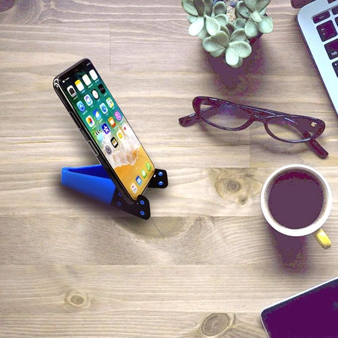 Kemoxan 10 Pack Foldable Small Phone Stand for Desk, Pocket Portable Kickstand, Colourful Cell Phone Travel Mount Compatible with Universal iPhone IPads Android