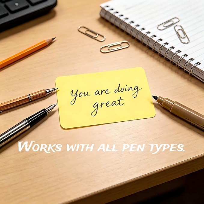 Astero Small Blank 3.5x2in Mini Index Cards & Flash Cards Blank Blank Business Cards to Write On Small Note Cards for Greeting Postcards Vocabulary Bookmarks DIY Messages (Yellow, 100pcs)