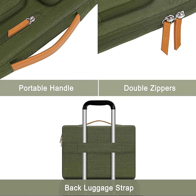MOSISO 360 Protective Laptop Case 16 inch, 15-15.6 inch Laptop Sleeve Compatible with MacBook Pro 16, HP Acer Dell Lenovo ASUS, Side Open Carrying Case with 4 Zipper Pockets&Handle, Olive Green