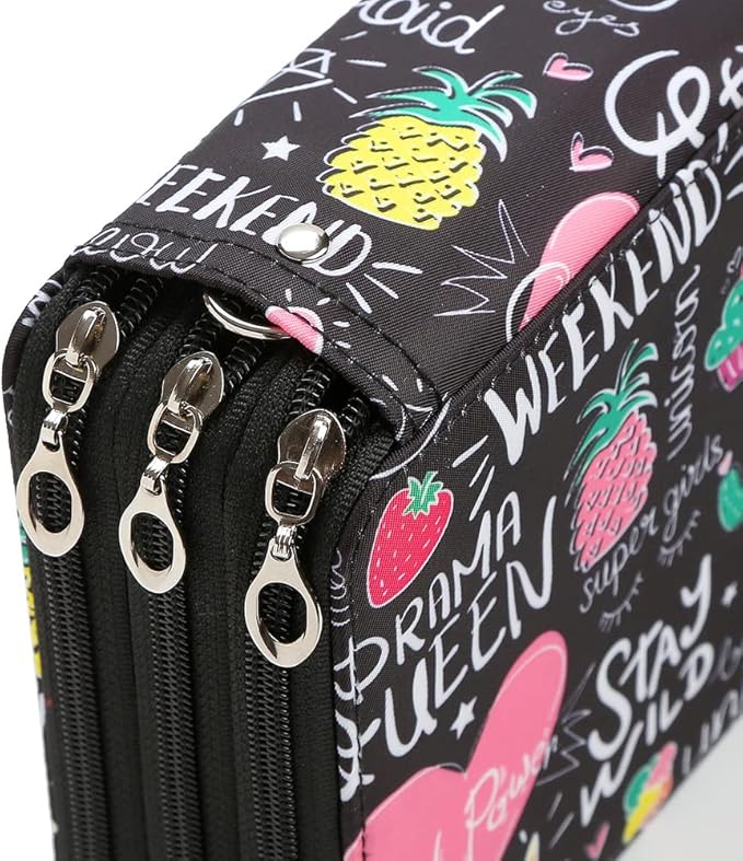 Portable Colored 72 Slots Pencil case Organizer with Printing Pattern for Watercolor Pens or Markers, Pencil Case Organizer for Artist