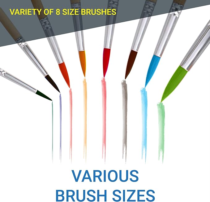 Watercolor Paint Set - Includes 24 Watercolor Paint, 8 Paintbrushes for Kids - Ultimate Washable Paints Watercolors Supplies Set - Water Color Painting Kids, 9 Piece Set Gifting bundle