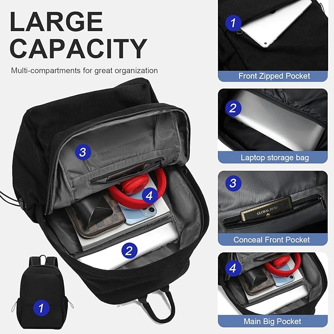 NEOREAL Laptop Backpack for College, Travel,Work,Lightweight Daily Backpacks for Men Women, Computer Bag Fits 15.6 Inch Notebook