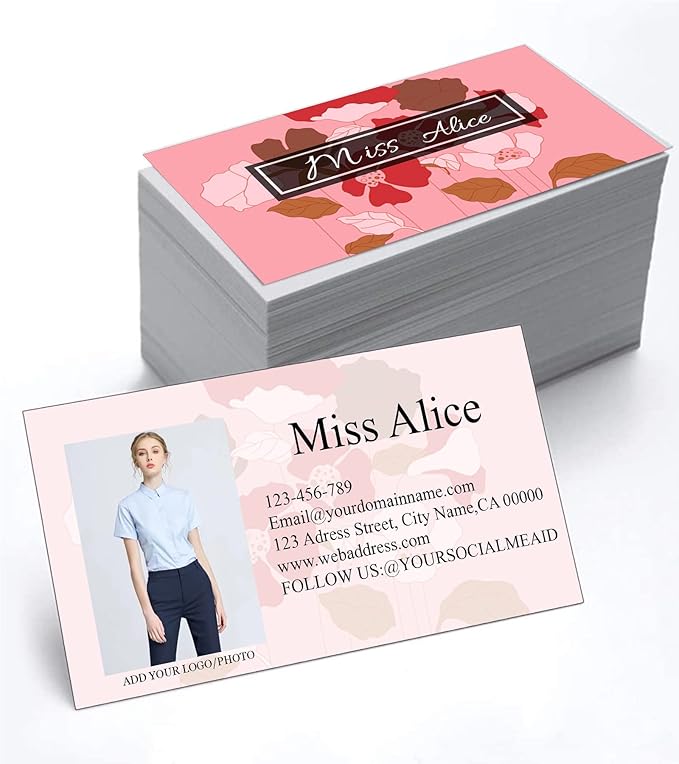 Customized Name Cards 500 PCS, Customized Design with Picture Texture All Business Designs cards No Additional Charge (Color-Q)