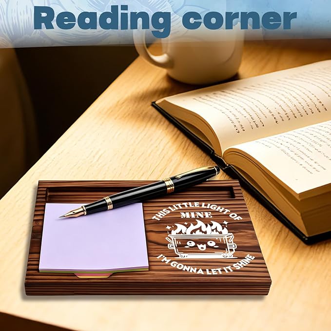 FOUGSTA Funny Office Gifts for Work Bestise, Gag Office Present for Bestise, Decor Gifts for Work Friend,Wooden Notepad Pen Holder With Funny Quotes,16.5 x 12 x 1.5 cm,XXN15