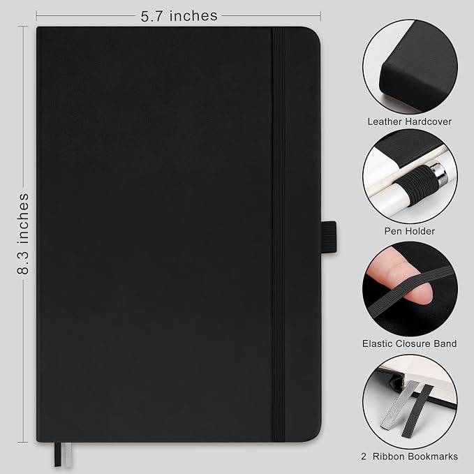 AHGXG Lined Journal Notebook, 160 Numbered Pages, A5 Size (5.7'' x 8.3'')