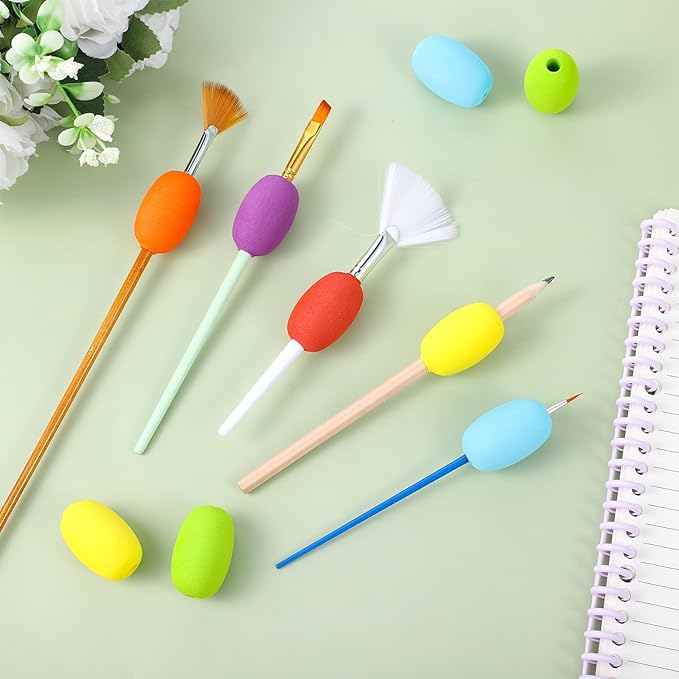 12PCS Egg Pencil Pen Grips, Soft Cushioned Foam Handwriting Grips Pen Colorful Egg Stylus Foam Writing Aid
