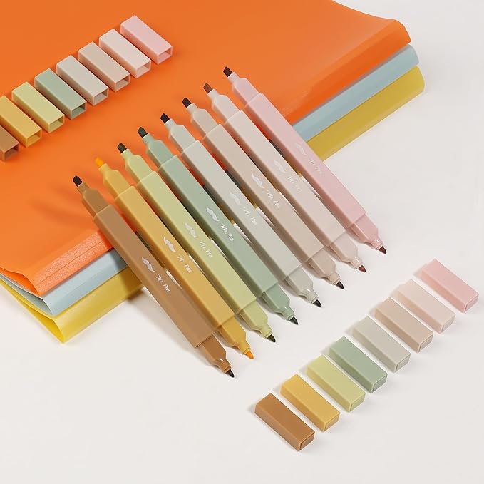 Mr. Pen- Dual Tip Aesthetic Highlighters, 8 pcs, Chisel & Fine Tip, Cute Highlighters Assorted Colors for Journaling, Highlighting, Underlining, Fast Dry, Back to School Supplies