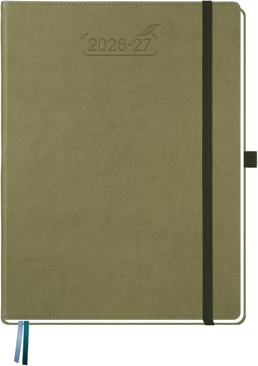 BEZEND Weekly Planner 2026-2027 (8.5" x 11") with Hourly Timeslots (Jul 26-Dec 27) 18 Months Academic Calendar & Monthly Tabs, Ideal for Students, Work & Home, PU Leather Hardcover -Kiwi