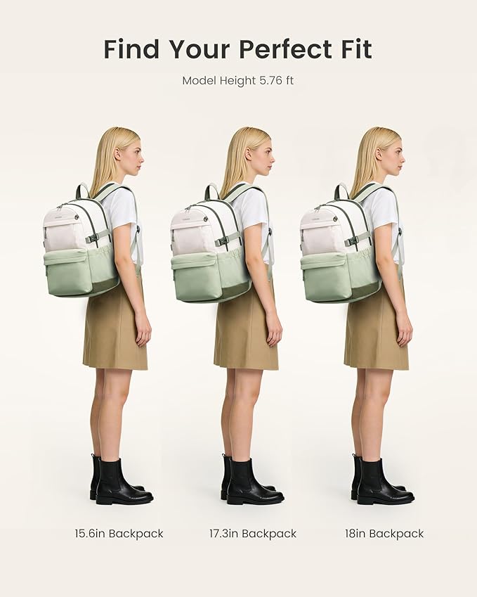 LOVEVOOK Laptop Backpack for Women with Giant Tumbler Holder,15.6 Inch Laptop Computer Bag Travel Backpack Purse,Waterproof Work Business Backpack College Bookbag Teacher Bags,Beige-Mint Green