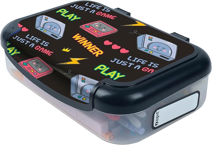 ZIPIT Recycled Plastic Pencil Box for Boys, Large Capacity Pencil Case for School, Durable Stationery Organizer Box, Gaming
