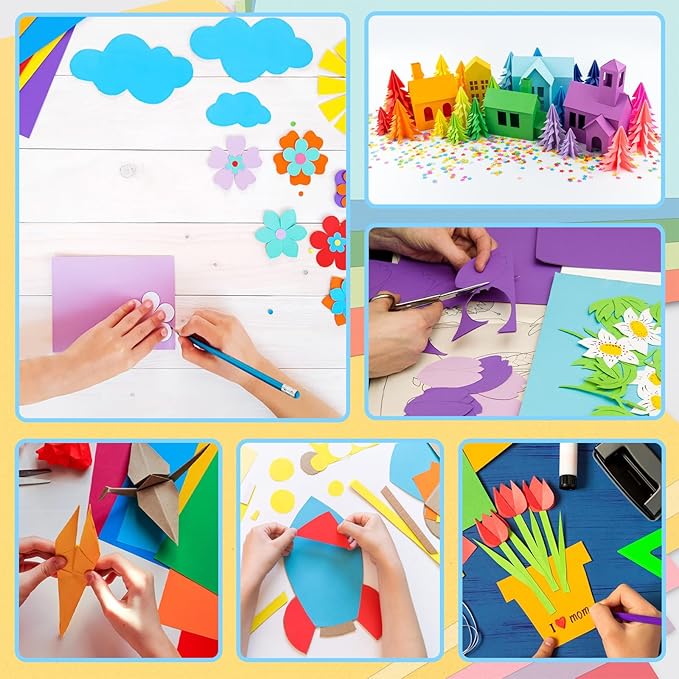 Colored Cardstock Paper 120 Sheets, 160 Gsm 60 Lb Card Stock 24 Colors Assorted, Colored Construction Paper Thick for Printing Cutting DIY A4 1 pack