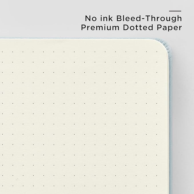 &And Per Se Dotted Journal Notebook, A5 Hardcover Dotted Notebook, 160 Pages 100GSM Thick Paper Dot Grid Journal with Fineliner Pen (Cyan)