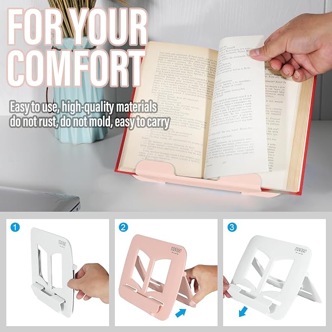Book Stand, Music Stand, Book Holder, Portable Cookbook Stand, Book Stand for Reading, Recipe Book Holder, for Kids boy Girl, Back to School Supplies (11.82" * 8.26")