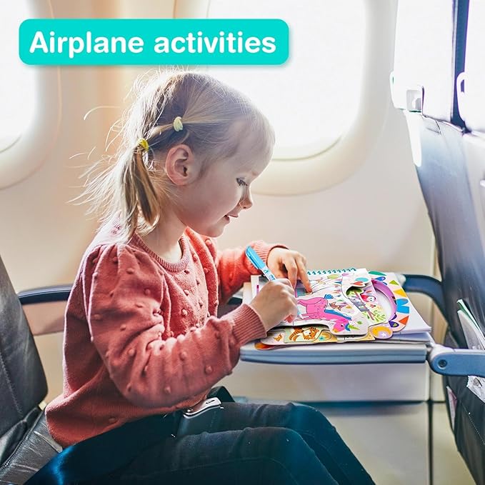 Avenir Reusable Water Coloring Book for Toddlers 3-5 – Mess-Free Paint-with-Water Travel Toy Airplane Activities Road Trip Quiet Book, Water-Reveal Activity Pad, 3-in-1 Creative Set