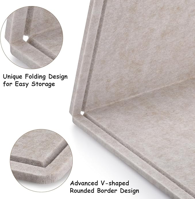 Large Bulletin Board, Foldable 60x36 Inches Cork Board Alternative, Large Felt Board Decorative Pin Board for Wall, Foldable Photo Board Self-Adhesive Vision Board with 36 Pushpins Light Khaki