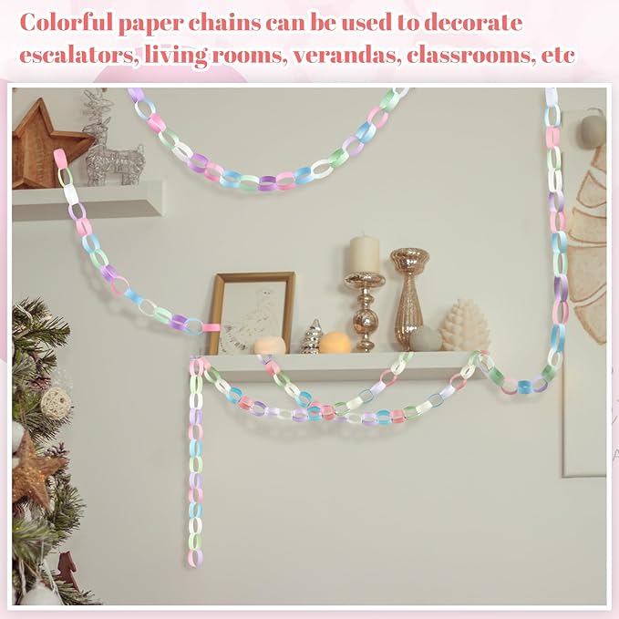 Lincia 600 Sheet Paper Chain Garland Strips 1x8 Inch with Double Sided Tape, DIY Construction Paper Chains for Birthday Wedding Holiday Party Decorations, Crafts Supplies (Morandi Color)