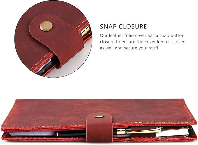 Robrasim Leather Cover for 6"x9" Steno Notebook, Leather Folio Cover Compatible with 6x9 Spiral Steno Pads, A5 Notebook Organizer with Pen Loop - Wine